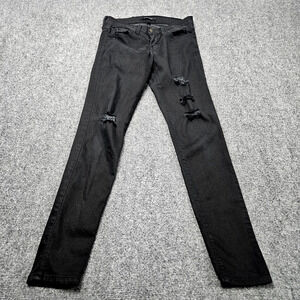 Flying Monkey Jeans Sz‎ 27 (28x30) Black Distressed Skinny Stretch Made in USA